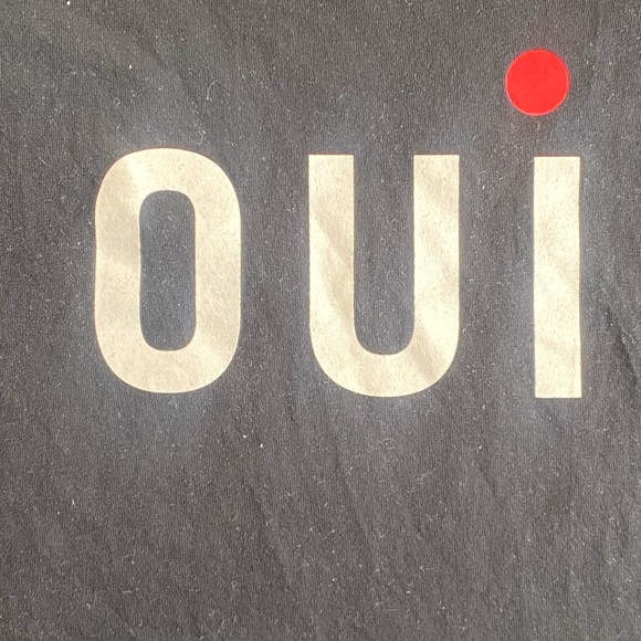 Clare V cotton black iconic OUI top with black ruffle sleeves. - Picture 5 of 6